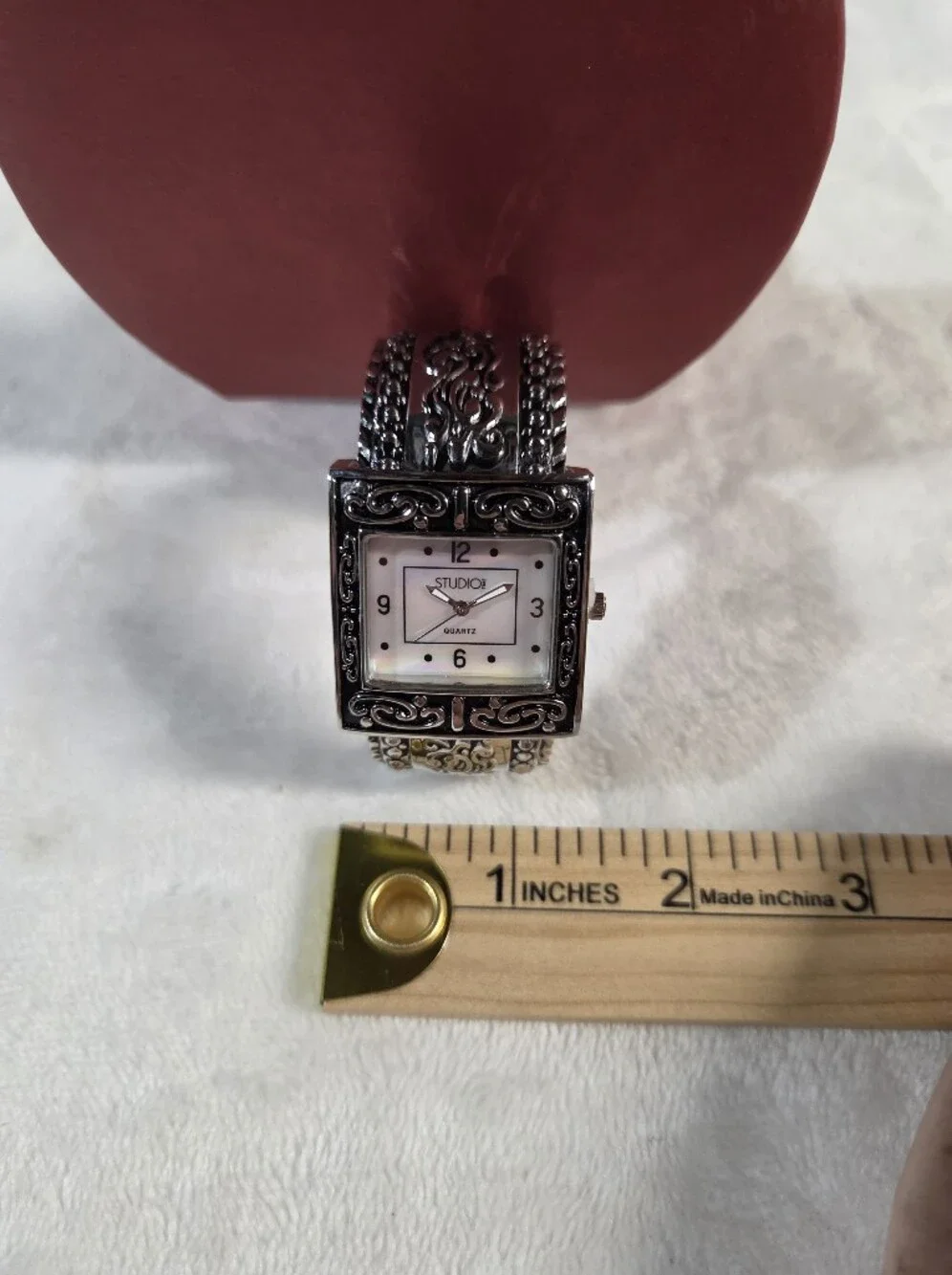 🤍 Studio Silver-Tone Filigree Women's Bracelet Watch - White Dial